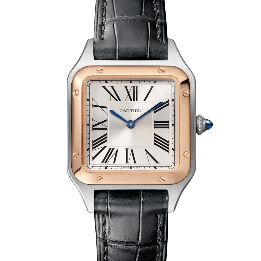 Santos-Dumont Small Steel and Pink Gold Watch