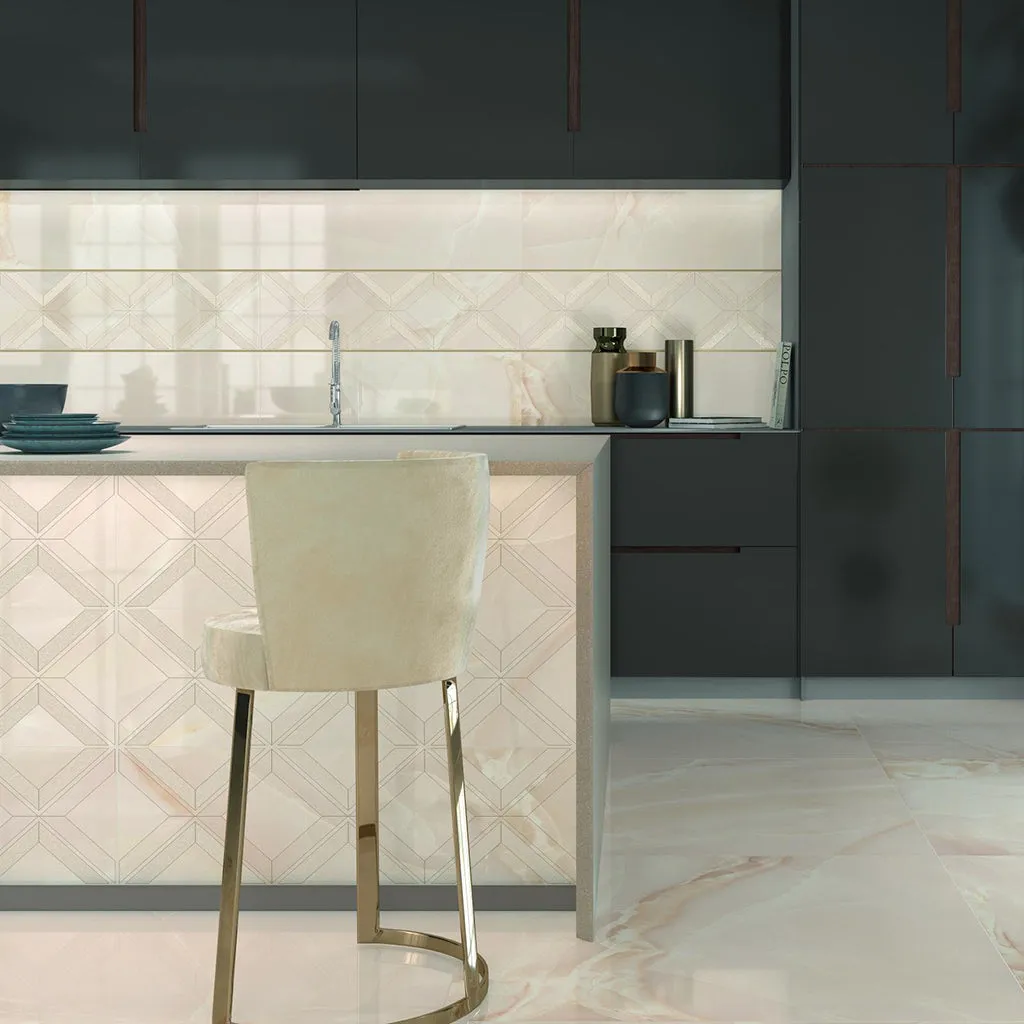 Selene Light Wall Tile - Wall Mount - 35.4 x 11.8" Ceramic/Gloss Ivory - Piece : 2.91 SqFt = $ 5.87 / Box: 11.63 Sqft = $ 69.00 - Pieces Per Box: 4 Units