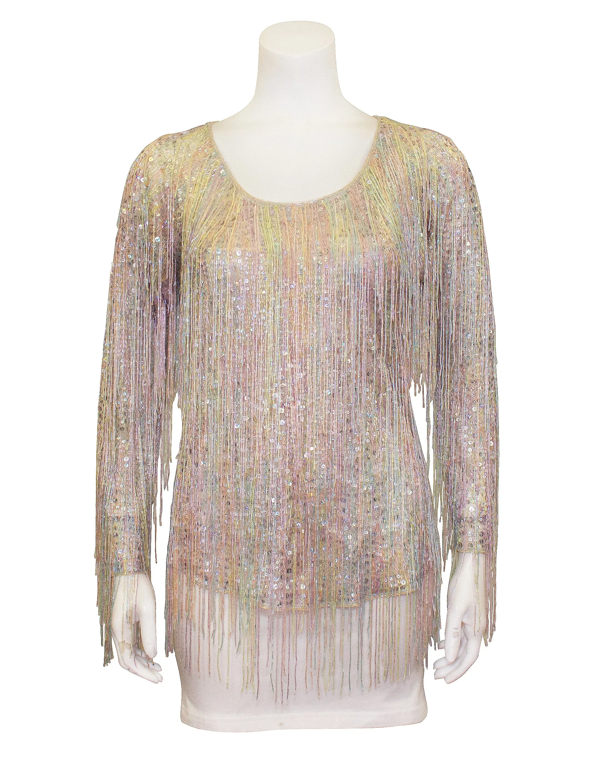 Sequin and Beaded Fringe Top