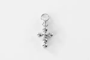 Silver Beaded Cross Charm