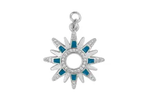 Silver Blue Sunburst Charm