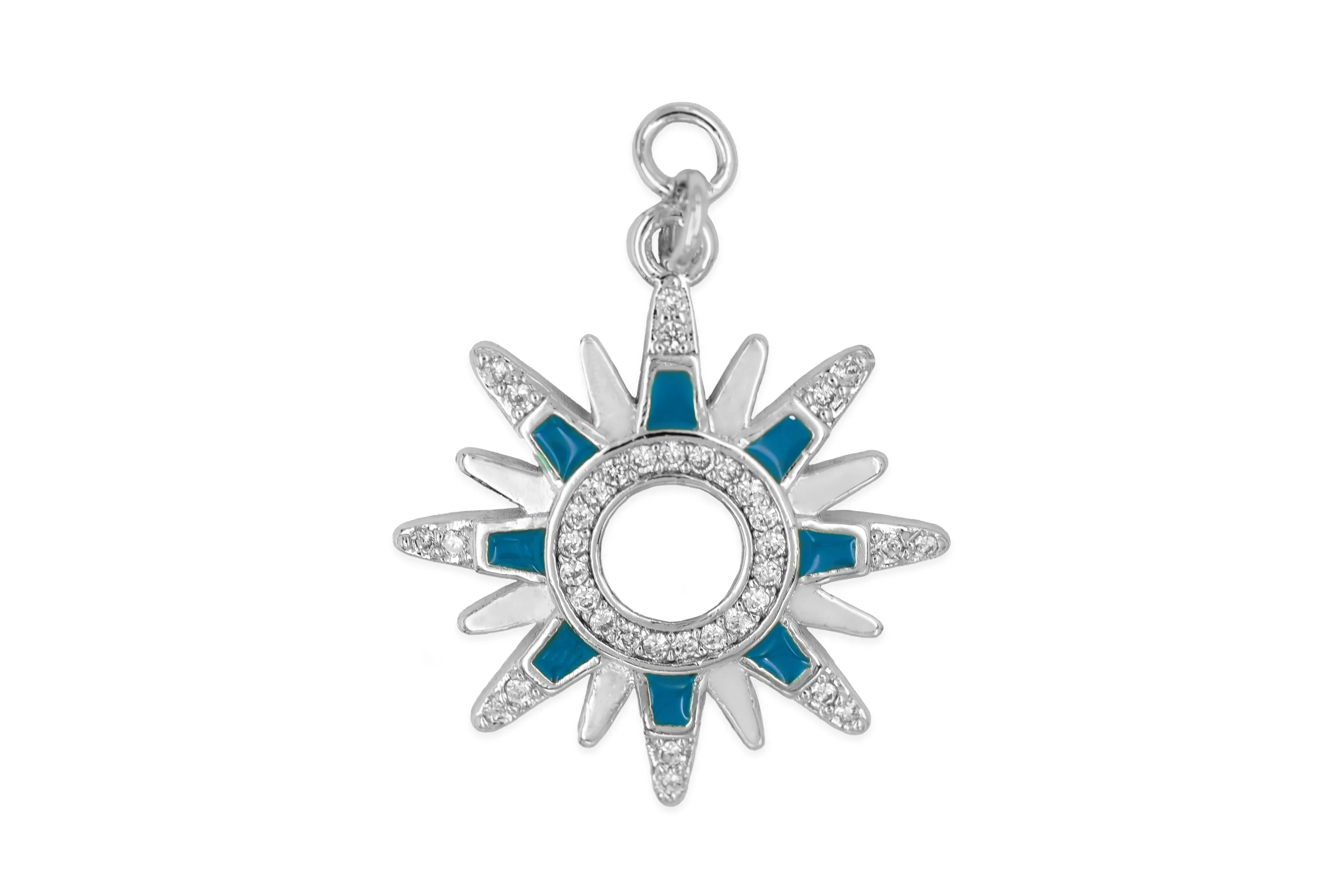 Silver Blue Sunburst Charm
