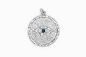 Silver Evil Eye/Blue Rhinestone Charm