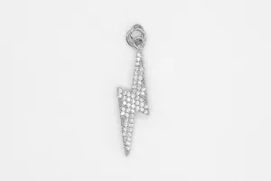 Silver Large Pave Lightening Bolt Charm