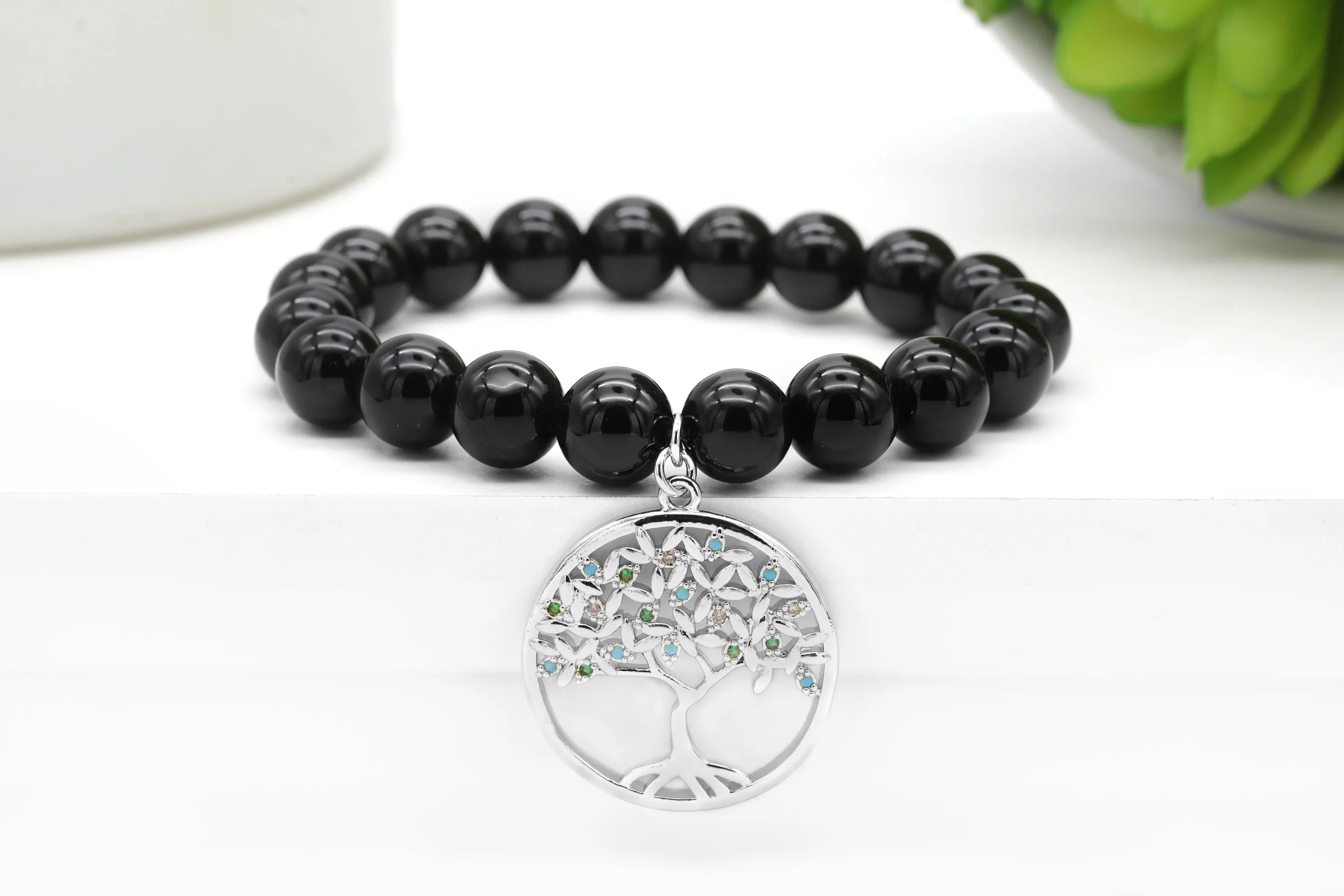 Silver Multicolor Pave Tree of Life Charm