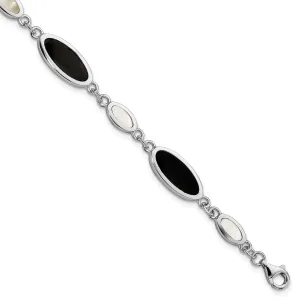 Silver Onyx and Mother of Pearl Bracelet