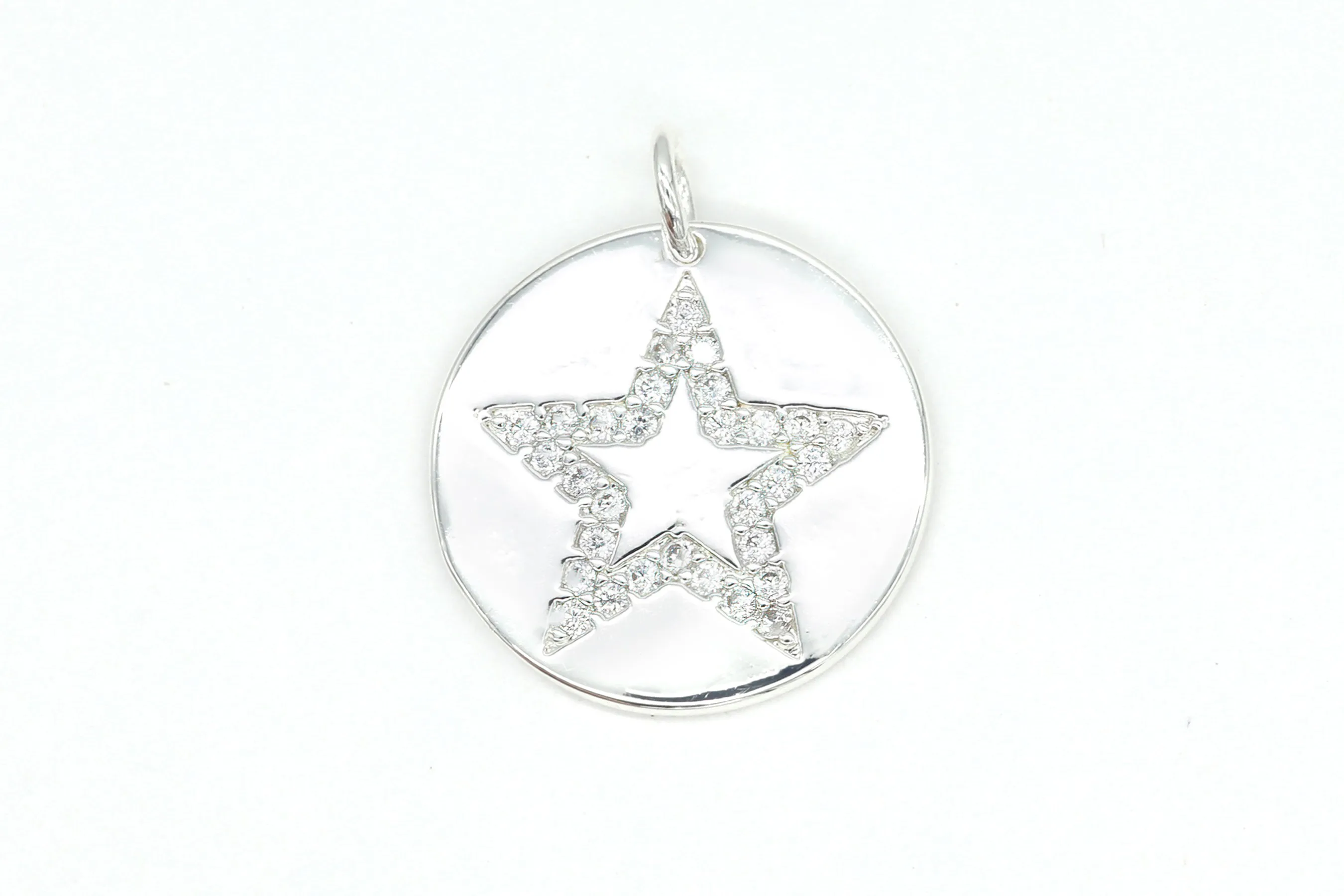Silver Pave Coin Star Charm