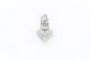 Silver Pave Crowned Heart Charm
