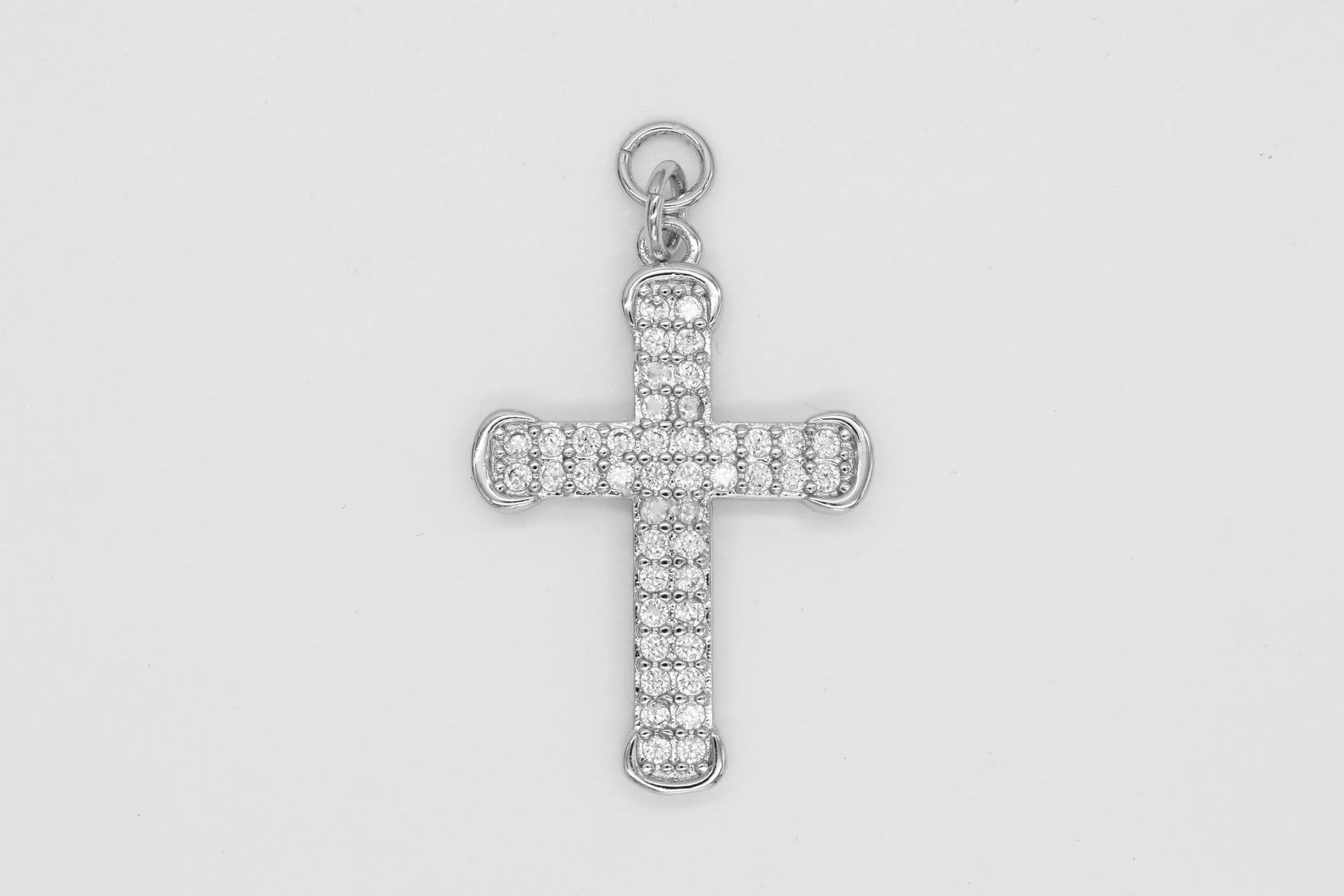 Silver Pave Crucifix Cross Charm