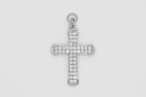 Silver Pave Crucifix Cross Charm