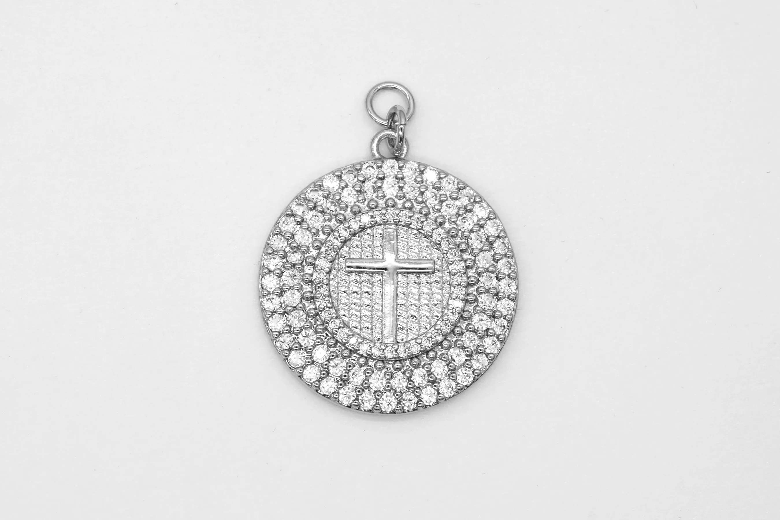 Silver Pave Large Cross Charm
