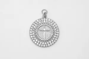 Silver Pave Large Cross Charm