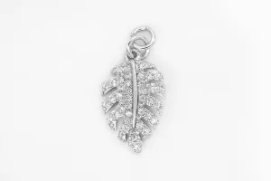 Silver Pave Leaf Charm
