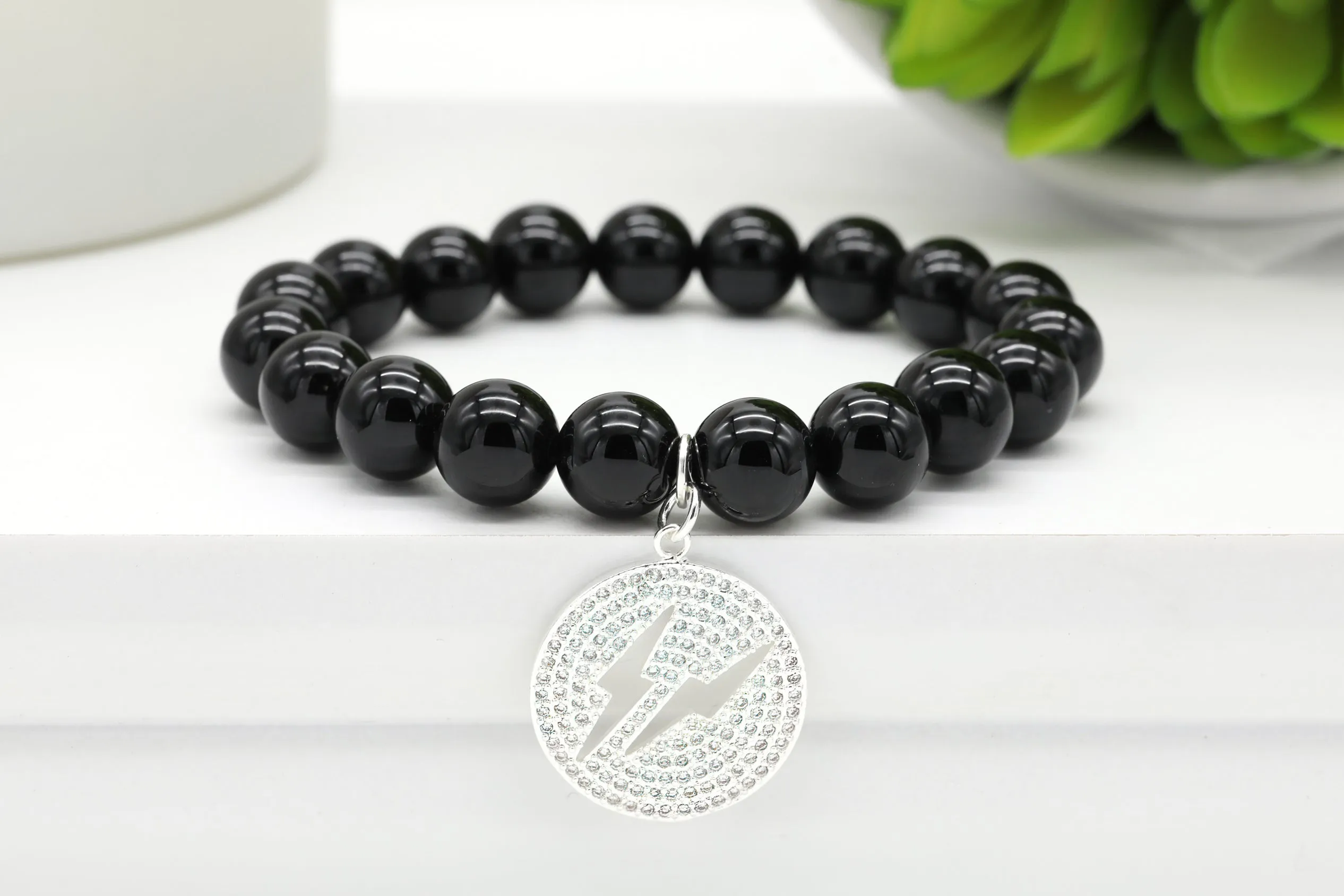 Silver Pave Lightning Bolt Charm