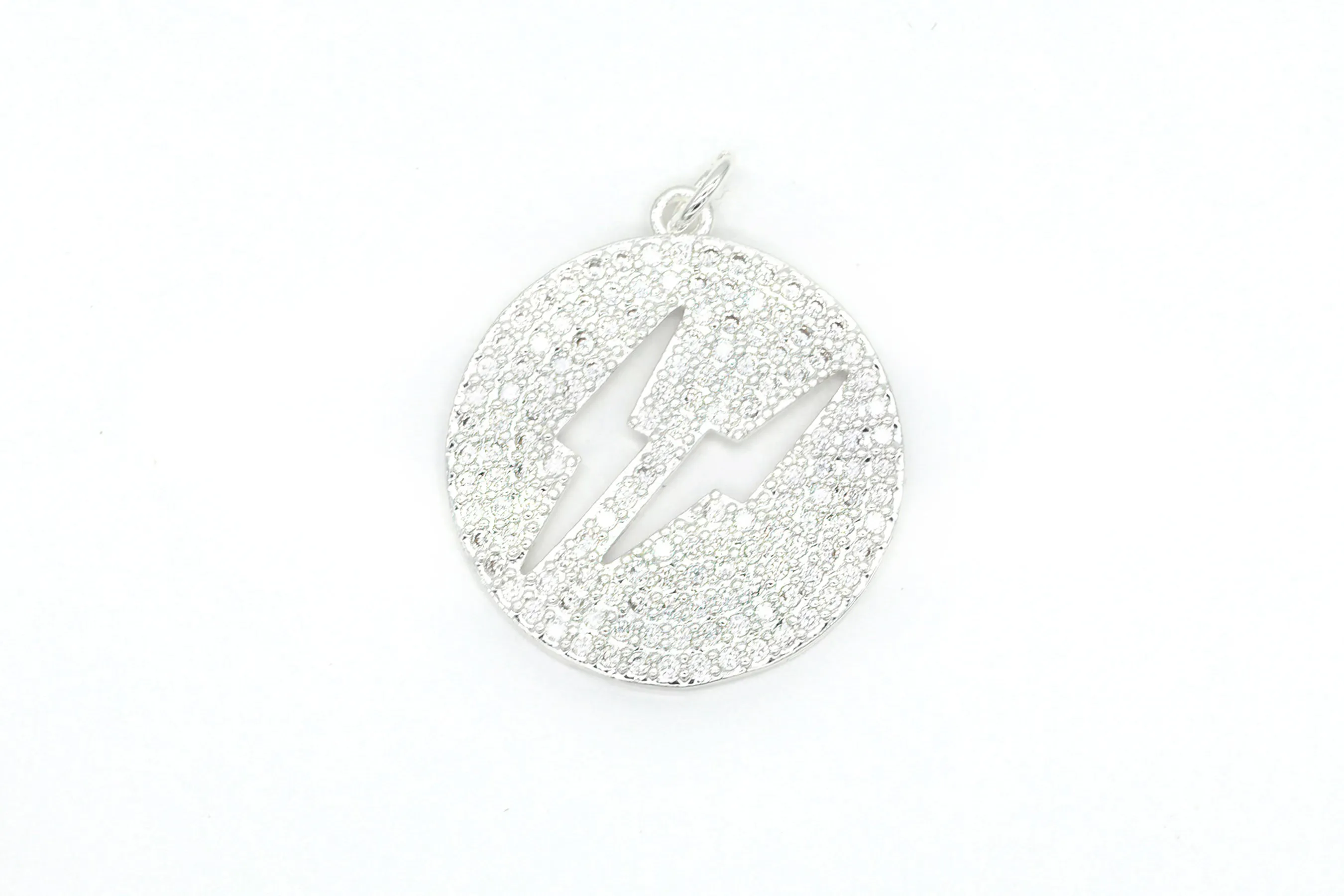Silver Pave Lightning Bolt Charm