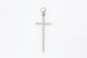 Silver Pave Long Cross Charm
