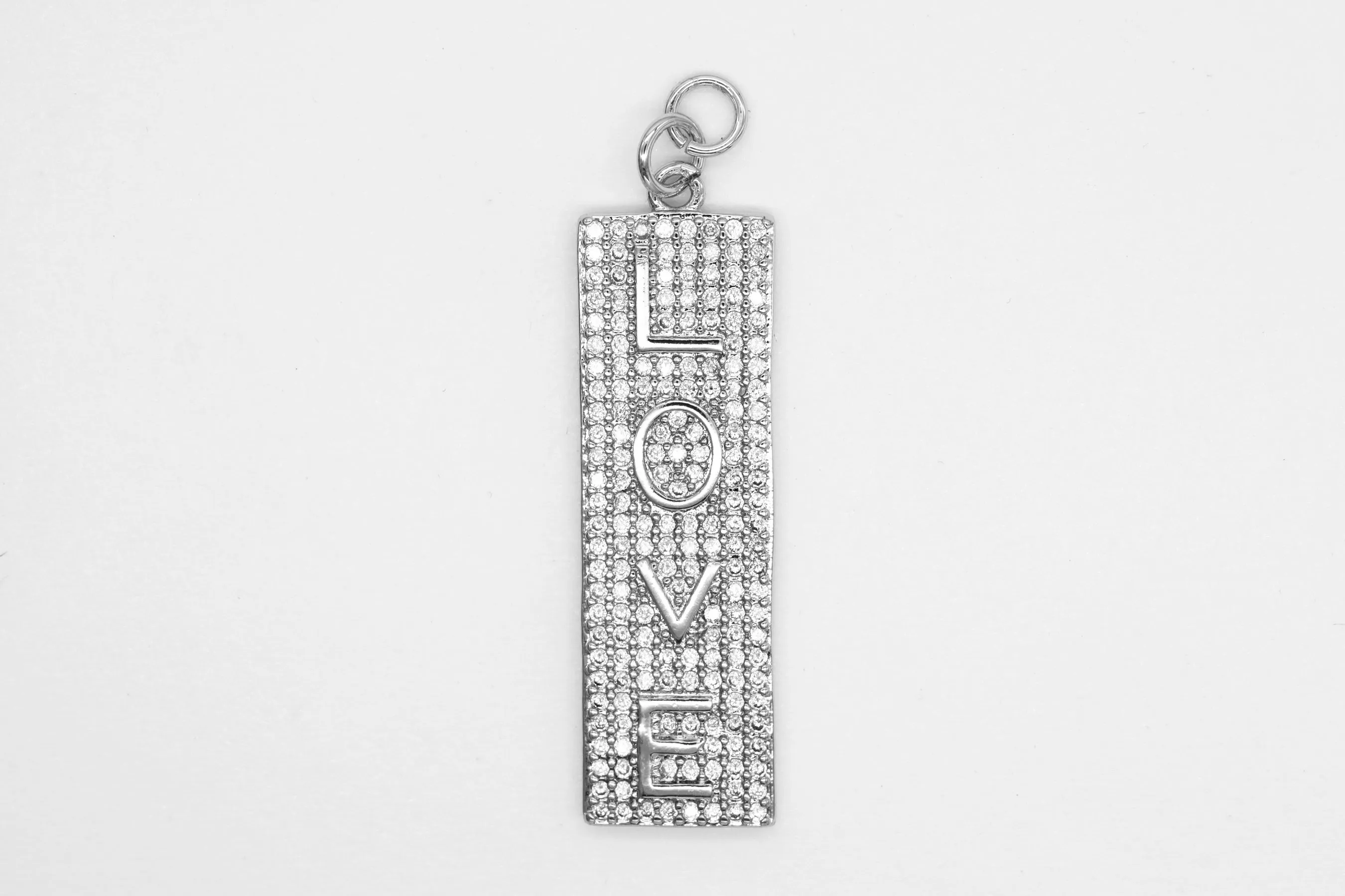 Silver Pave Long Love Charm