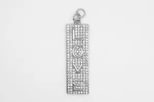 Silver Pave Long Love Charm