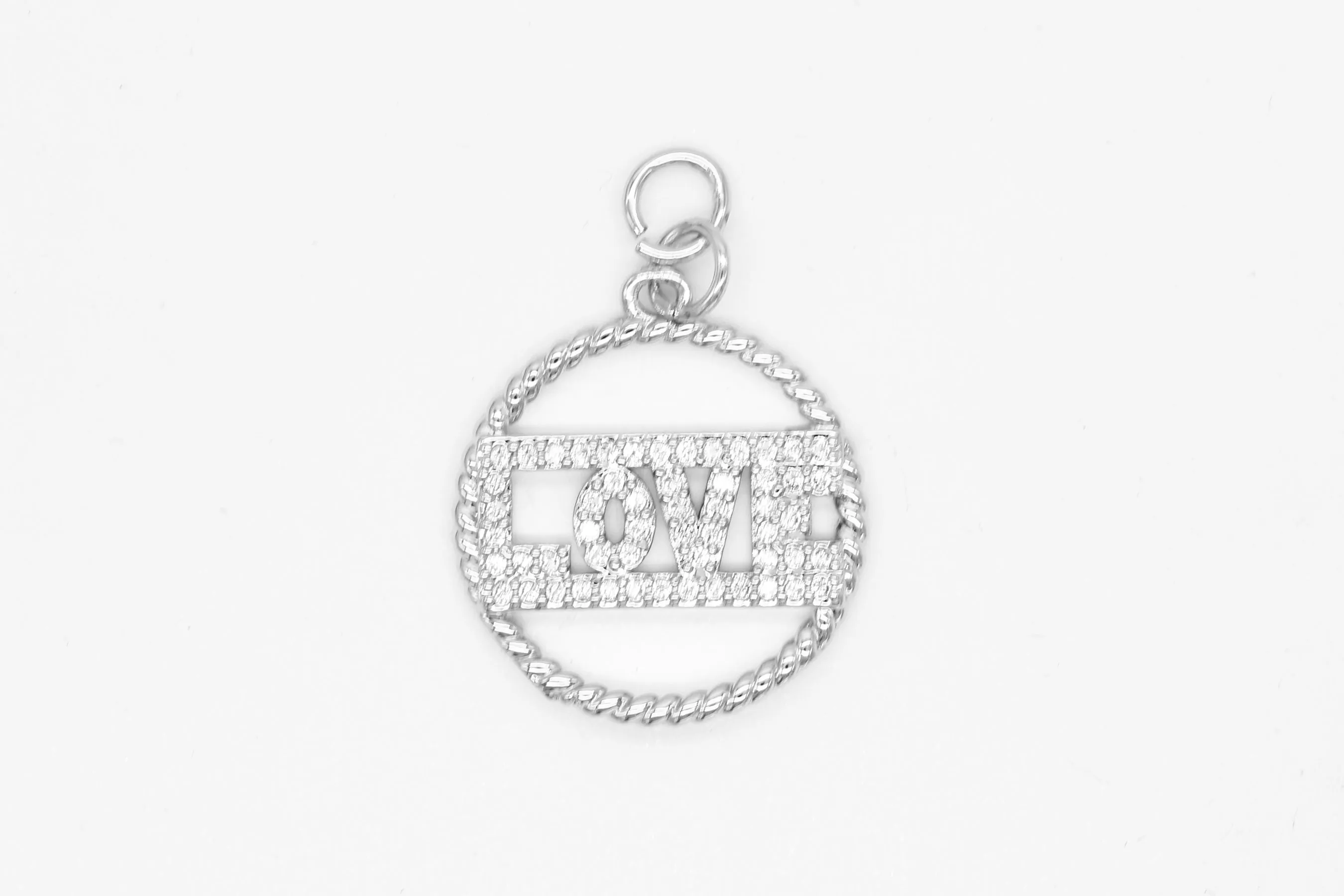 Silver Pave Love Charm