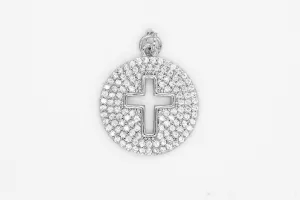 Silver Pave Open Cross Charm