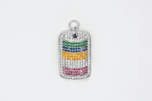 Silver Pave Rainbow Dog Tag Charm
