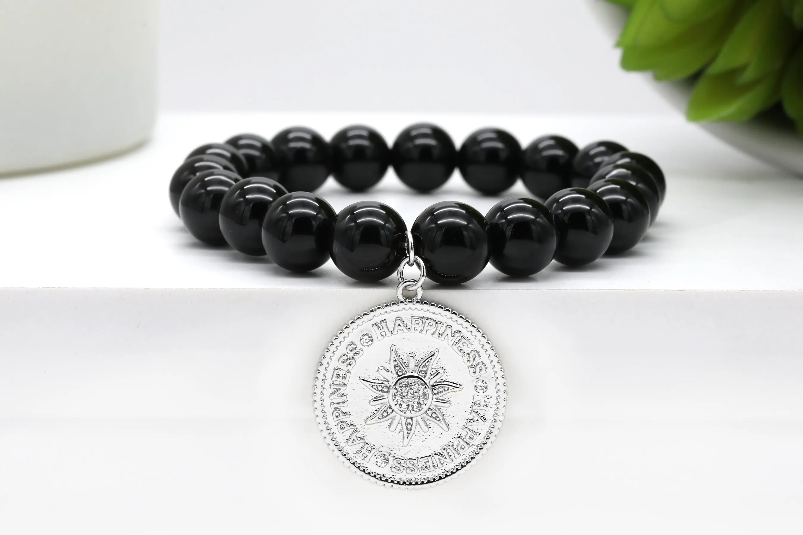Silver Pave Sunburst/Happiness Charm