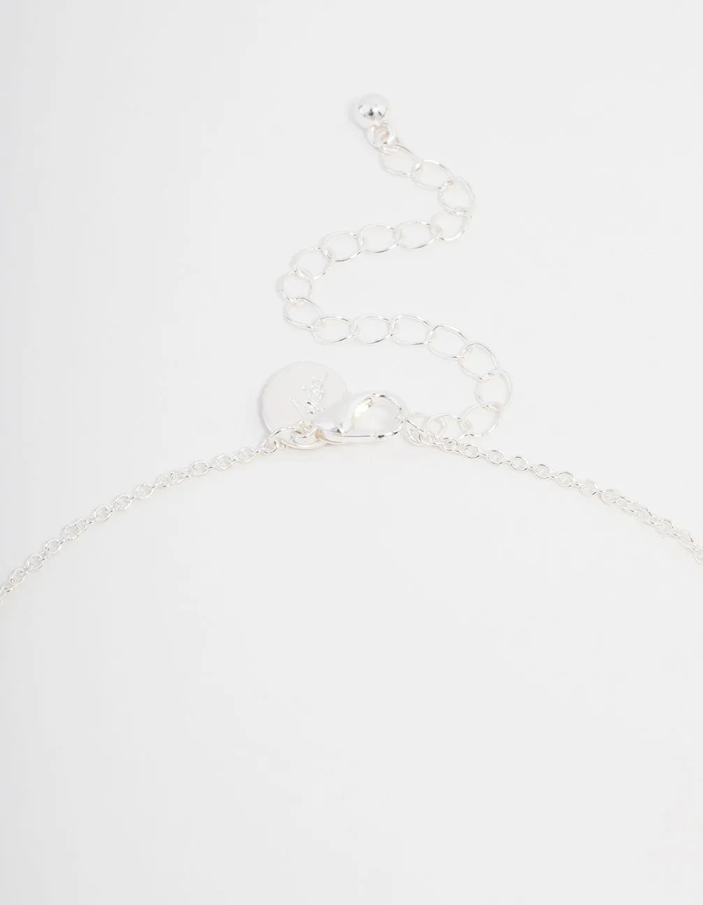 Silver Plated Diamante Round Cross Necklace