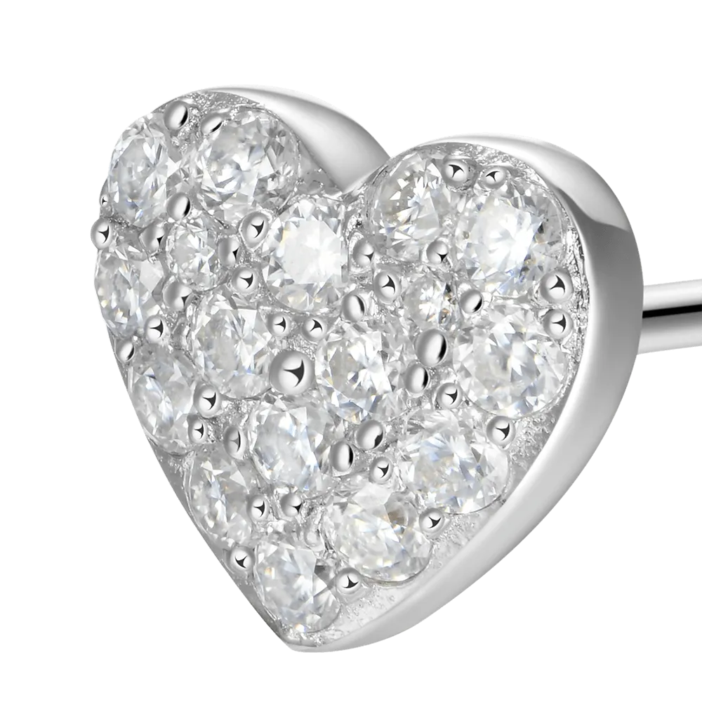 Single Moissanite Heart Shape Stud Earring