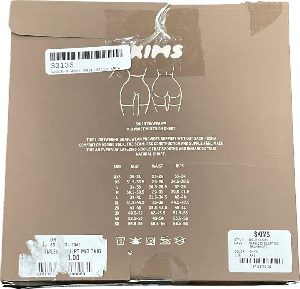 SKIMS Seamless Sculpt Mid Waist Mid Thigh Short - Onyx UK XXS