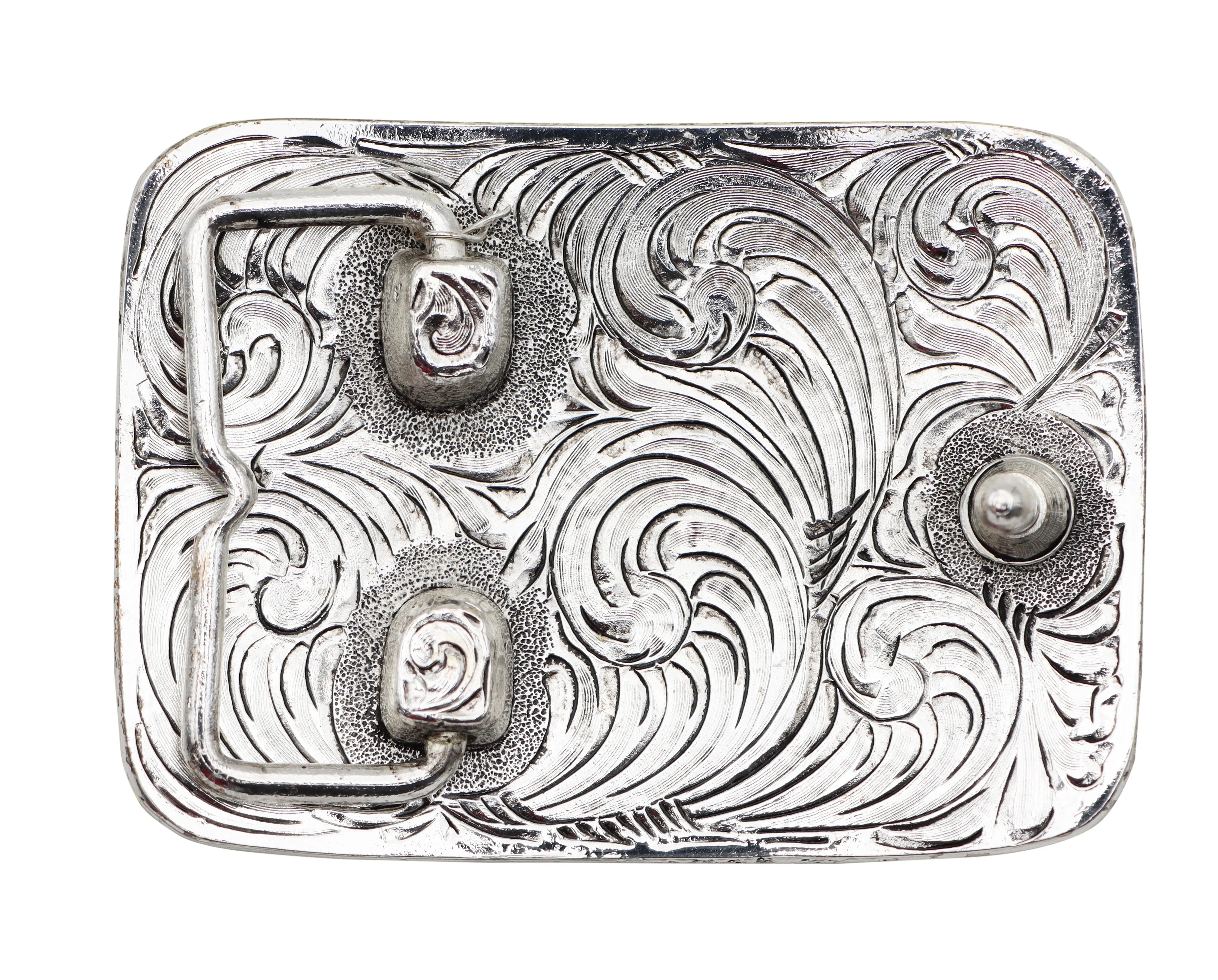 Skull with Crossesand Feathers Buckle