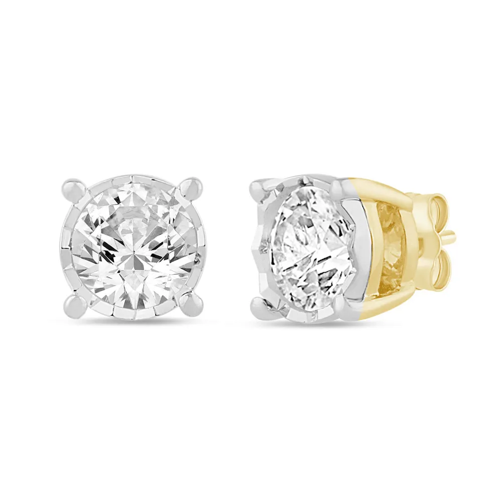 Soliatire Mirace Stud Earrings with 0.40ct of Diamonds in 9ct Yellow Gold