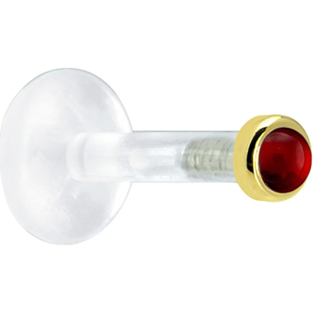 Solid 14KT Yellow Gold 2mm Genuine Ruby Bioplast Push in Monroe
