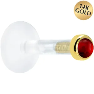 Solid 14KT Yellow Gold 2mm Genuine Ruby Bioplast Push in Monroe