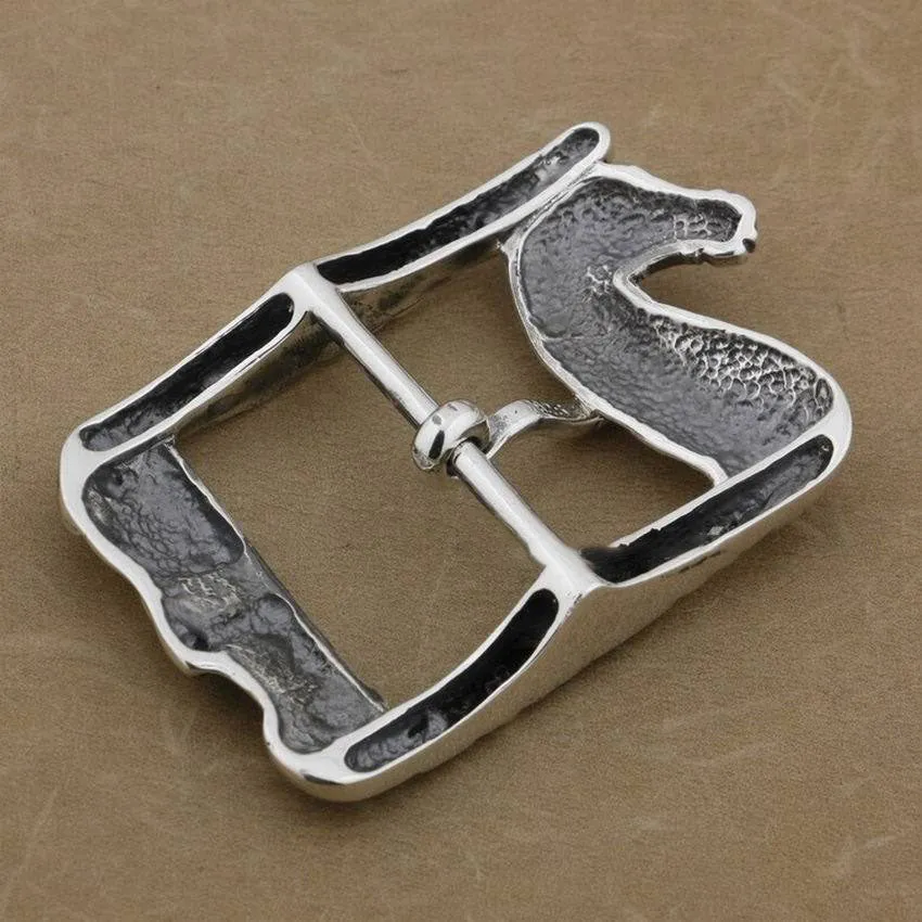 Solid Silver Horse & Skull Buckle