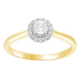 Solitaire Halo Ring with 1/4ct of Diamonds in 9ct Yellow Gold