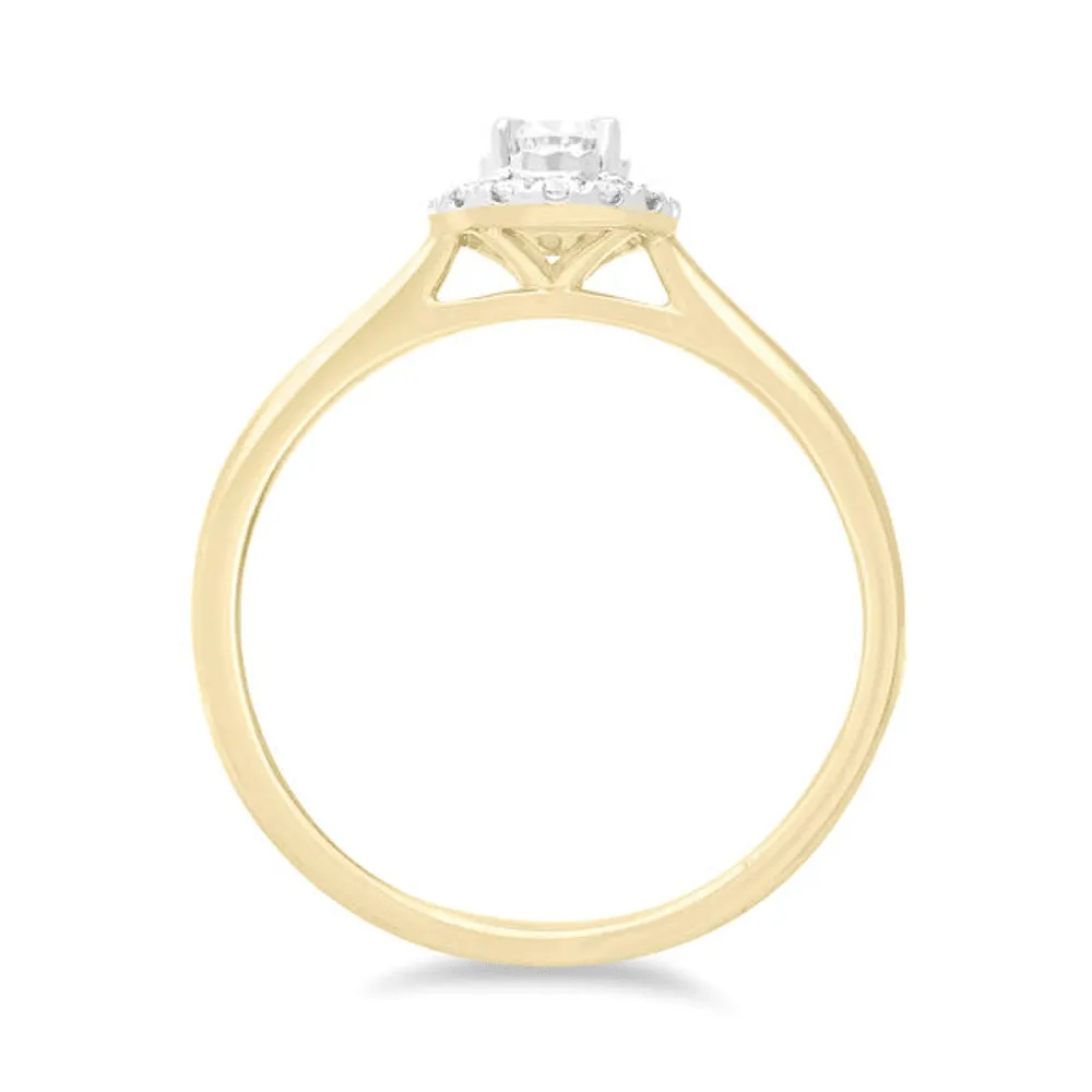Solitaire Halo Ring with 1/4ct of Diamonds in 9ct Yellow Gold