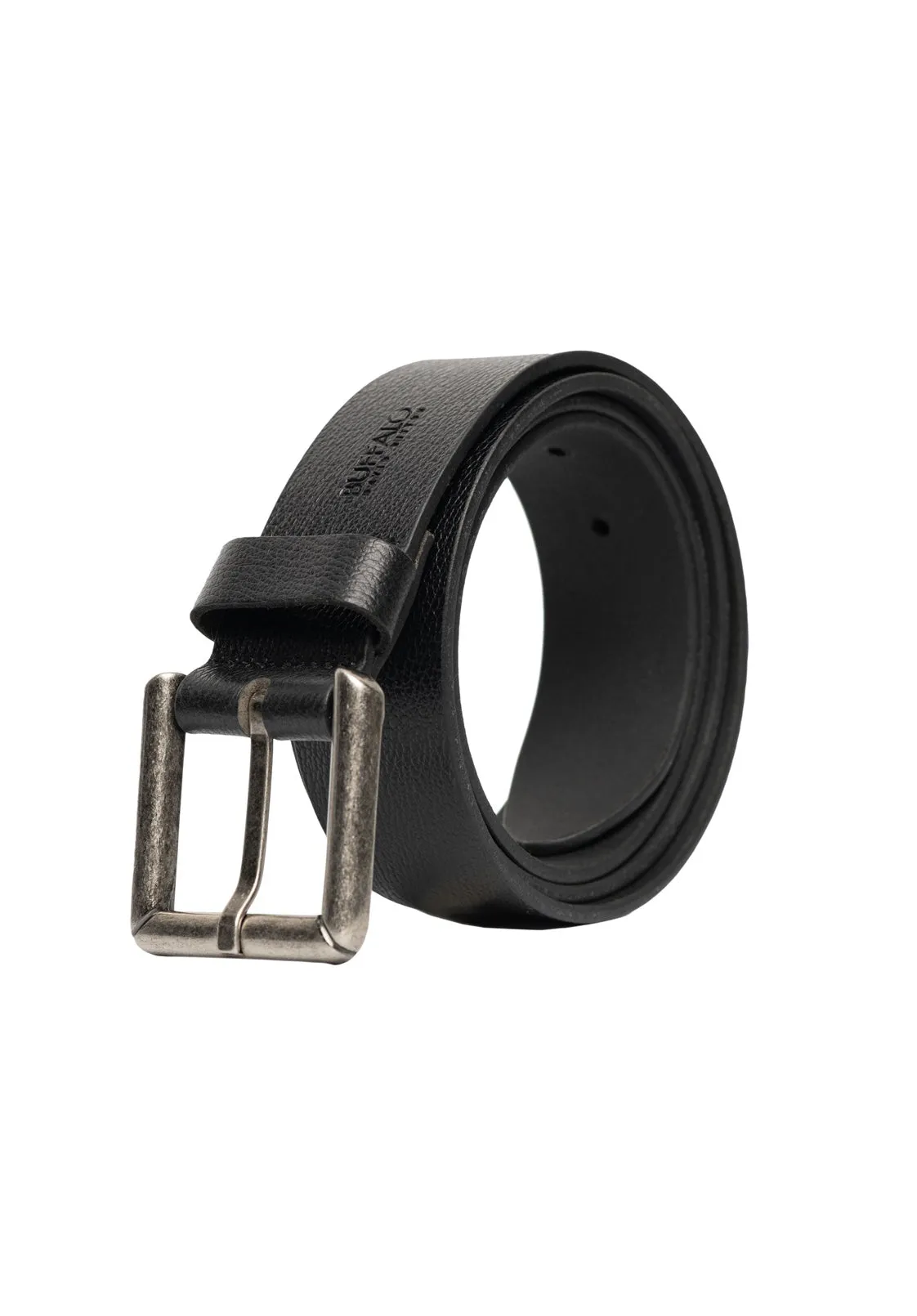 Square Buckle Black Buffalo Leather Belt - BB1000C04