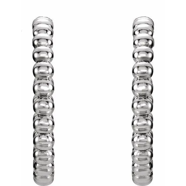 Sterling Silver 17 mm Beaded Hoop Earrings