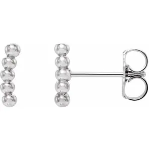 Sterling Silver 8.3x1.9 mm Curved Beaded Earrings