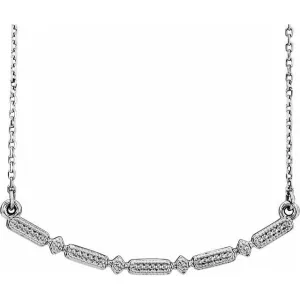 Sterling Silver Beaded Bar 16-18" Necklace