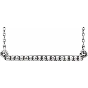 Sterling Silver Beaded Bar 16-18" Necklace