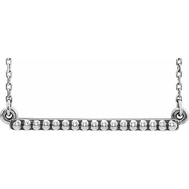 Sterling Silver Beaded Bar 16-18" Necklace