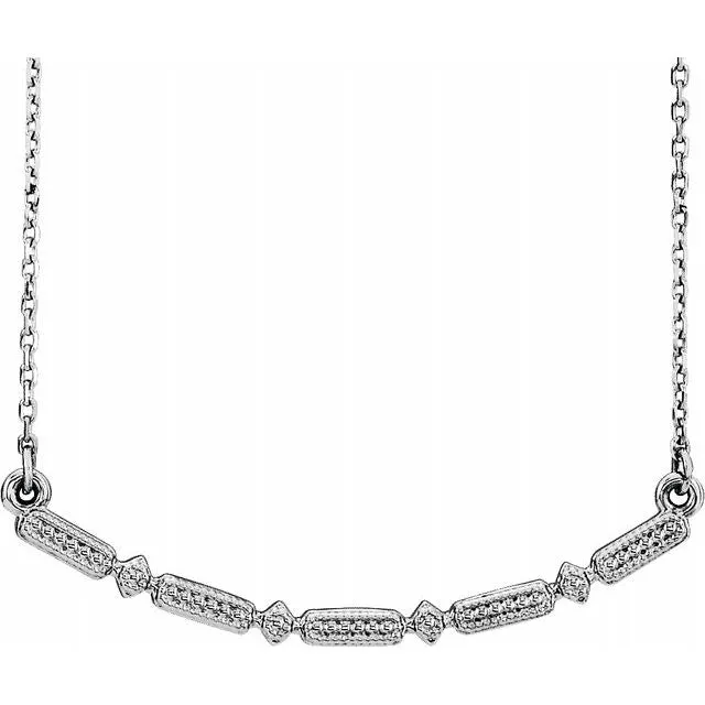 Sterling Silver Beaded Bar 16-18" Necklace