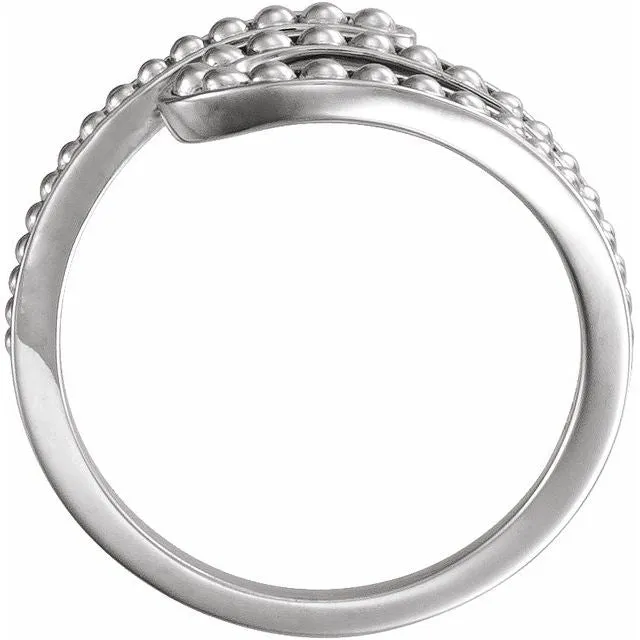 Sterling Silver Beaded Bypass Ring