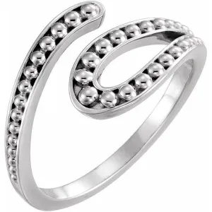 Sterling Silver Beaded Bypass Ring