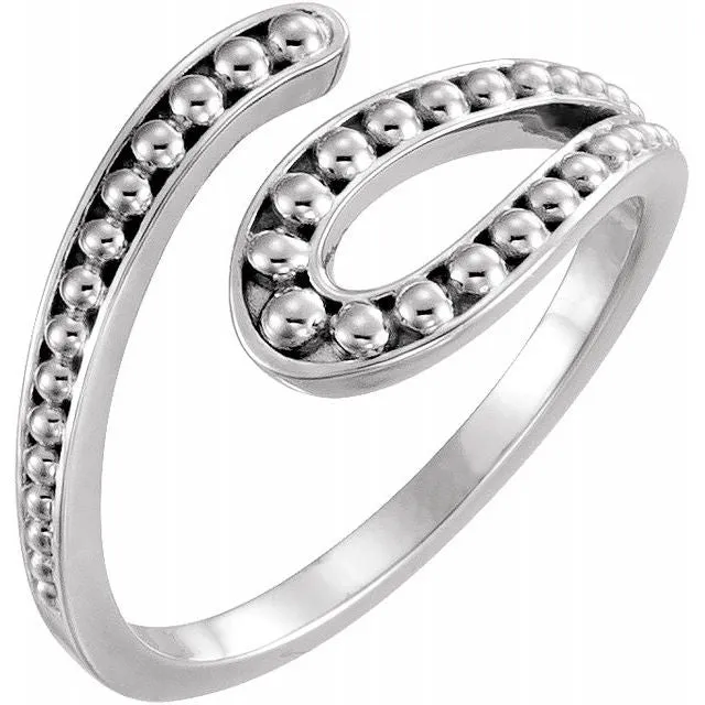 Sterling Silver Beaded Bypass Ring
