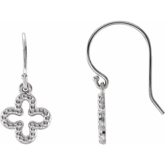 Sterling Silver Beaded Clover Earrings