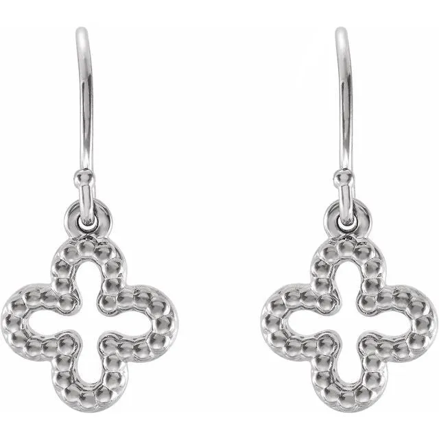 Sterling Silver Beaded Clover Earrings