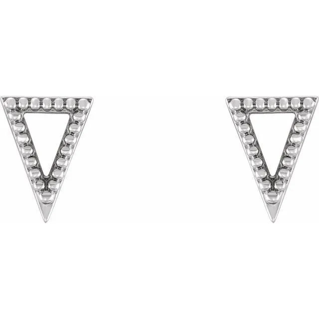 Sterling Silver Beaded Triangle Earrings