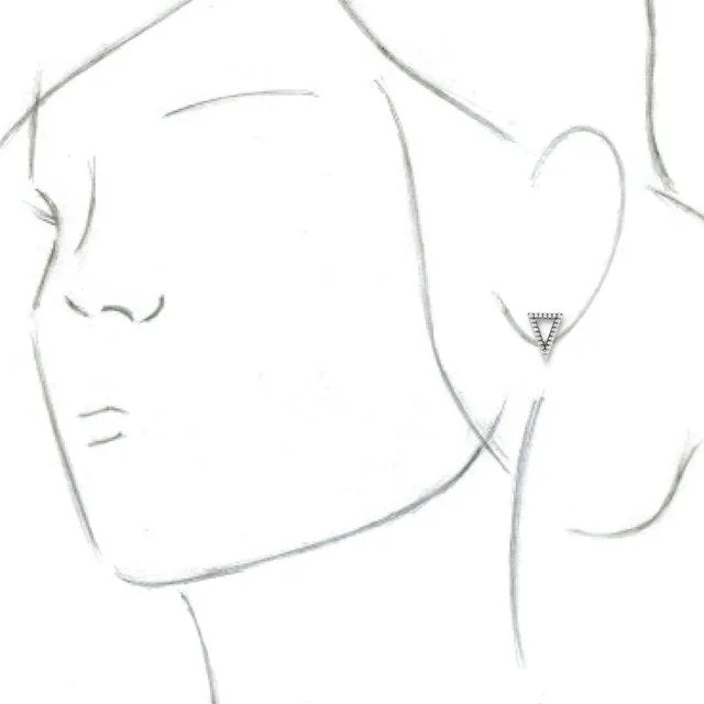 Sterling Silver Beaded Triangle Earrings